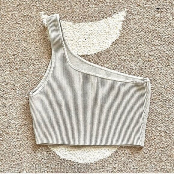 Babaton sculpt knit one shoulder top matte pearl L - Picture 4 of 4